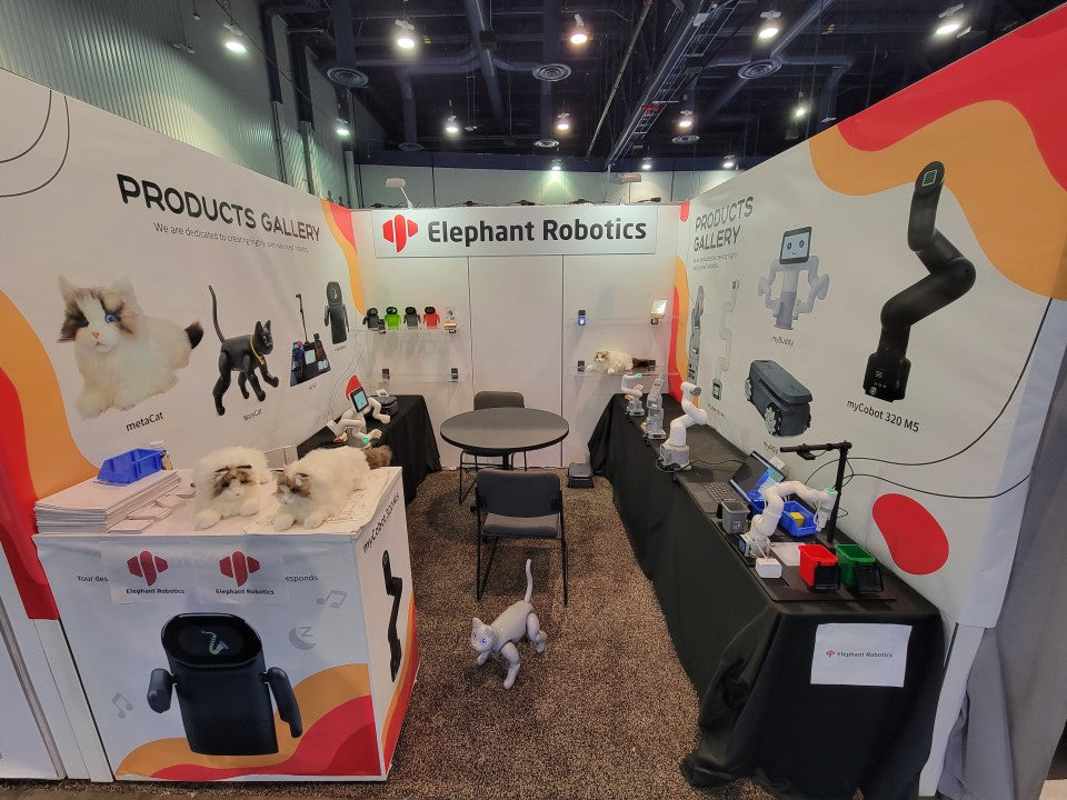 Raspberry Elephant Elephant Robotics showcased various robots for education and companion