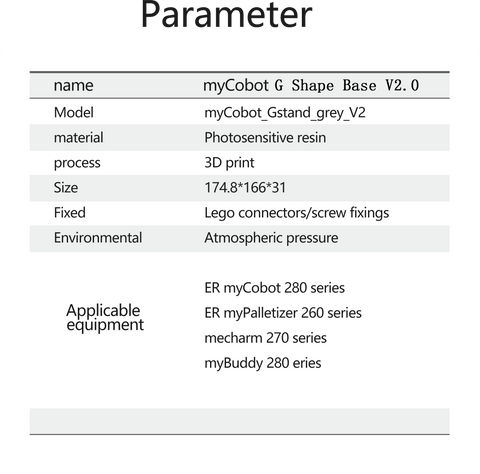 G Shape Base 2.0 Version for myCobot/myPalletizer/mechArm/myBuddy